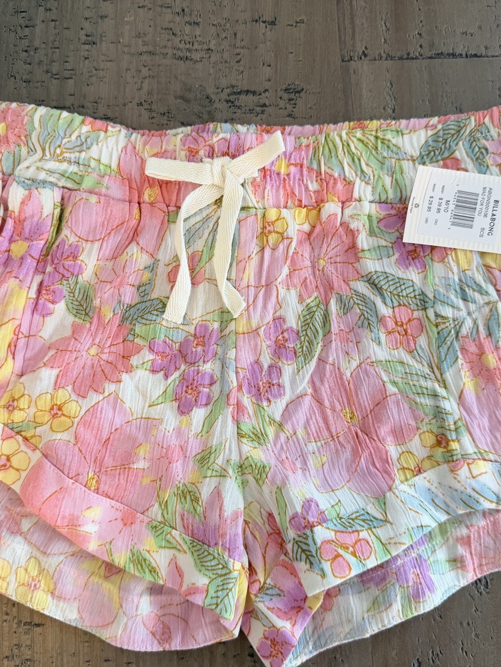 Billabong Mad For You Shorts Floral High Waist Shorts in Pink M (10) NWT